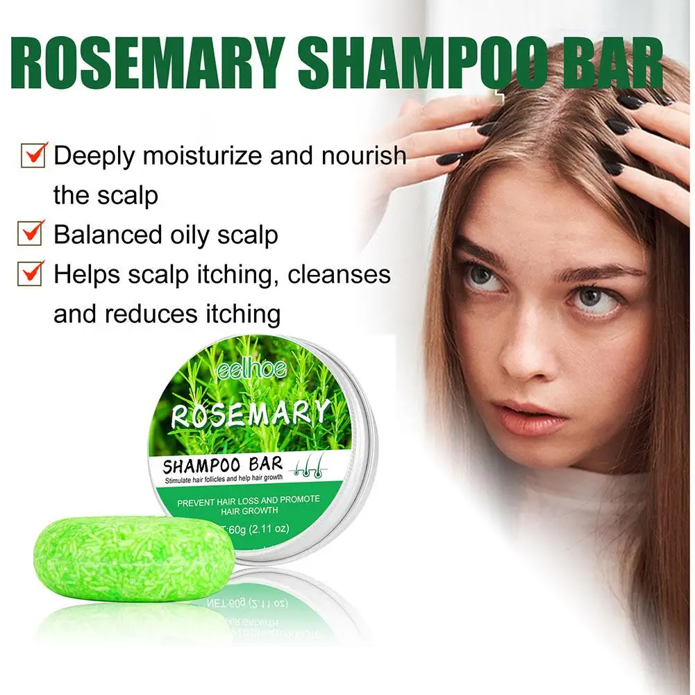 

Rosemary Hair Regrowth Shampoo Bar Deep Cleansing Hair & Scalp Anti Hair Loss Shampoo Soap for Treated Dry Damaged Hair S6Y4
