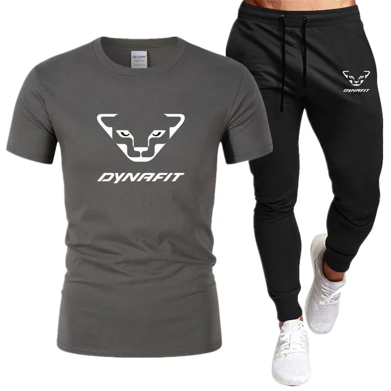 Summer brand new DYNRFIT men's sports T-shirt + pants set brand casual breathable jogging pants hip-hop fashion clothing 2023