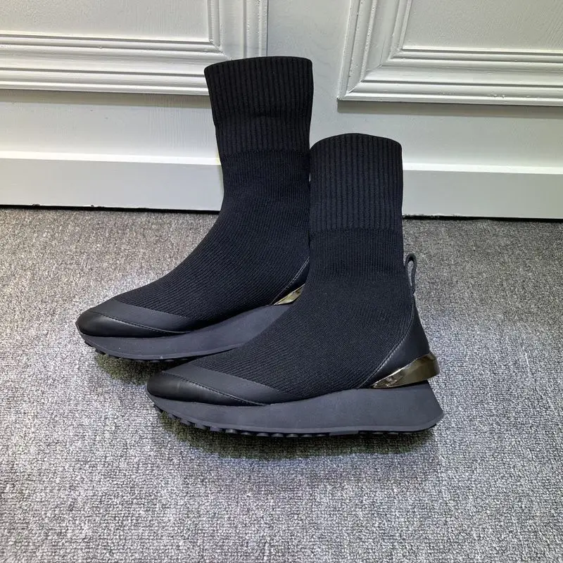 Spring 2023 New Women's Single Patchwork Sports Style Knitted Stretch Socks Ankle Muffin Platform Boots