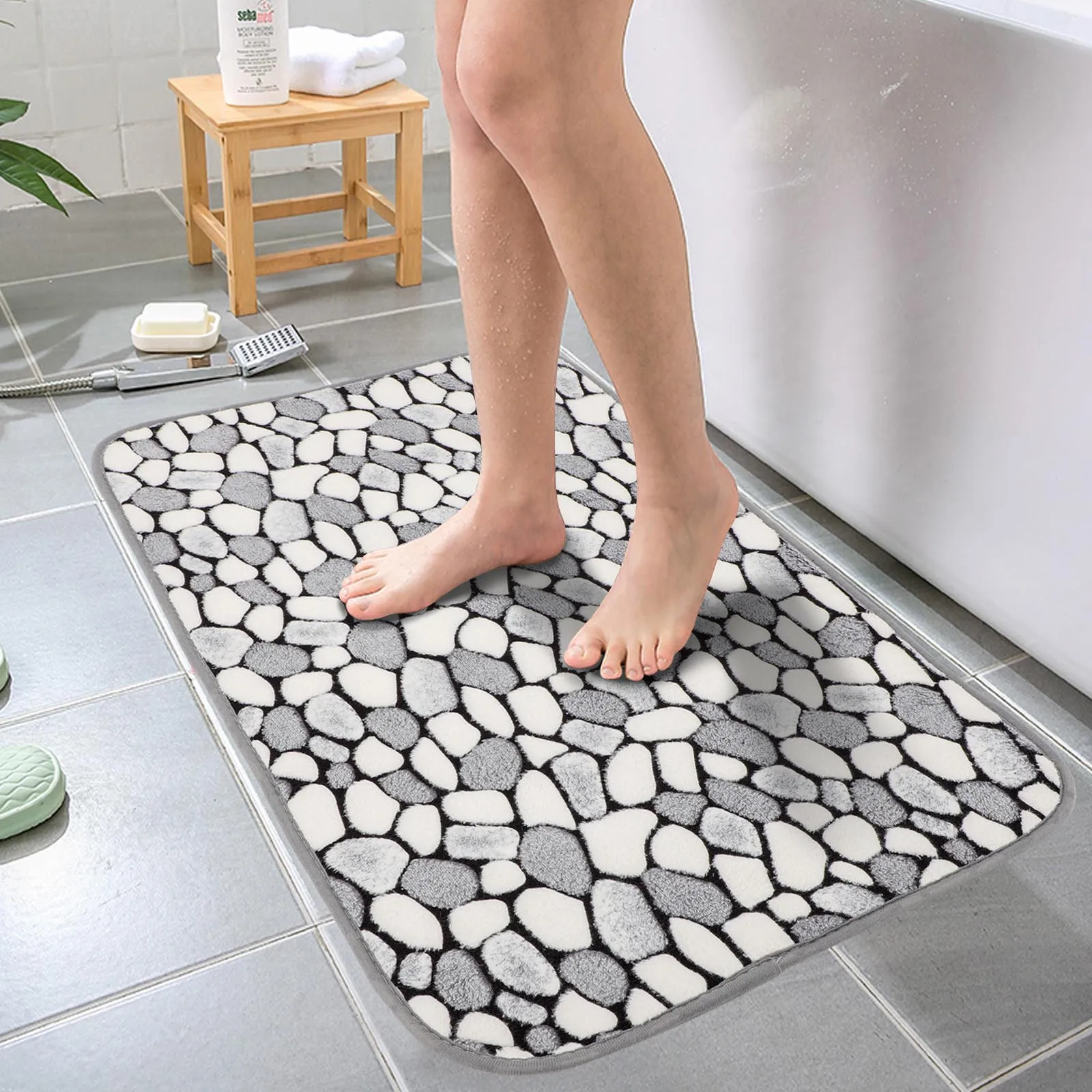 

Bathroom Mat Bathtub Non-Slip Absorbent Side Mat Bathroom Mat Soft Coral Velvet Offset Printing Bathroom Accessories