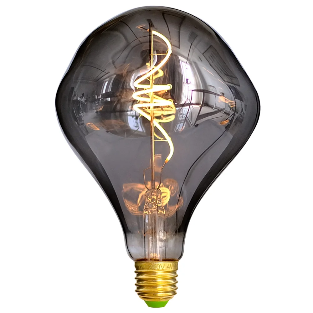 Светодиодная лампа TIANFAN G125 Alien Edison, 4 Вт (25 Вт Eq), теплый свет 2000 К, с регулируемой яркостью, 110 В220 В, янтарныйдымчатый, дизайн из спиральной нити в стиле ретро (art.: 3920cd78a85da) - 3920cd78a85da