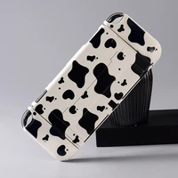 black white cow grain protective shell for nintendo switch oled case split tpu soft back grip full cover for ns switch oled