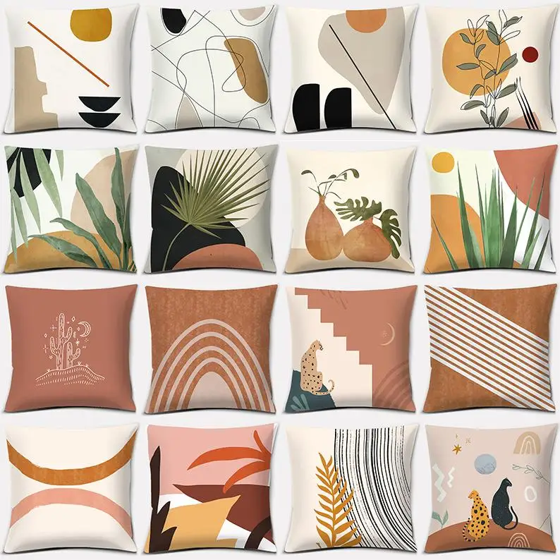 

Warm Color Geometry Series Pillow Home Office Decoration Pillow Bedroom Sofa Car Cushion Cover