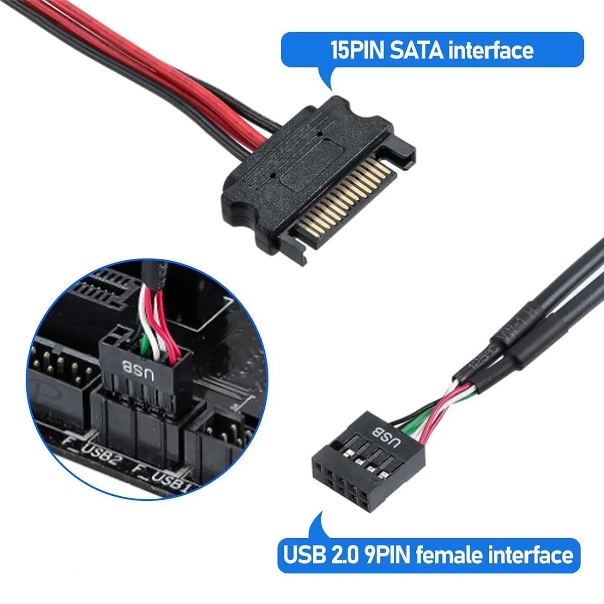 9-контактный USB-разветвитель с кабелем питания SATA внутренний Разветвитель USB 2 0