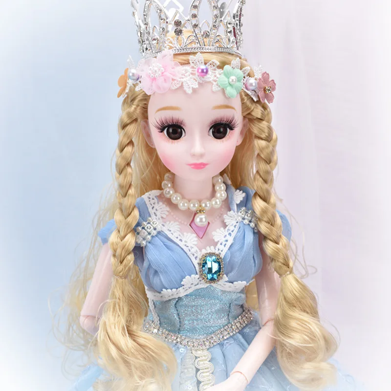 

60cm BJD Doll Fashion Wedding Dress 13 Joint Movable Princess Accessories Dress Doll 3D Simulation Eyes Girl Birthday Gift Toy