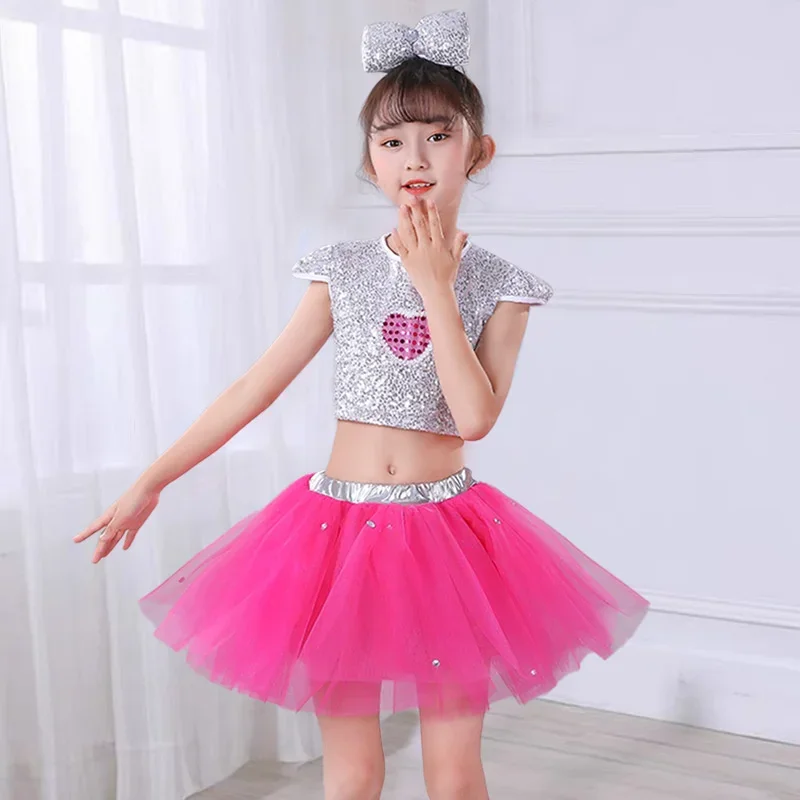 Детское платье принцессы группы для танца живота девочек выступлений хора Pengpeng