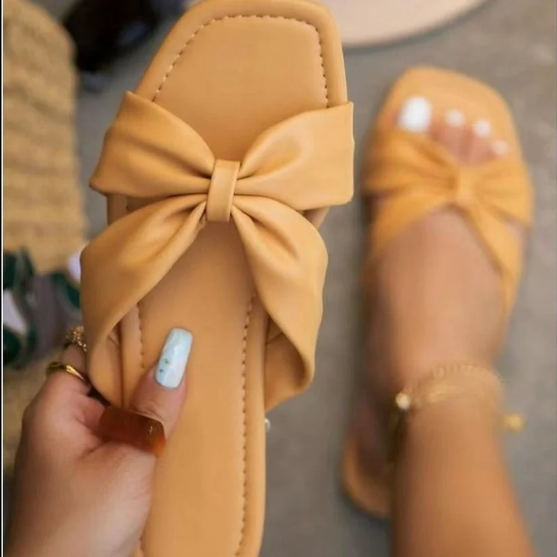 New Narrow Band Square Head Slippers Summer Fashion Slip on Women Sandy Beach Mules Slides Size 36-43 Shoes for Women