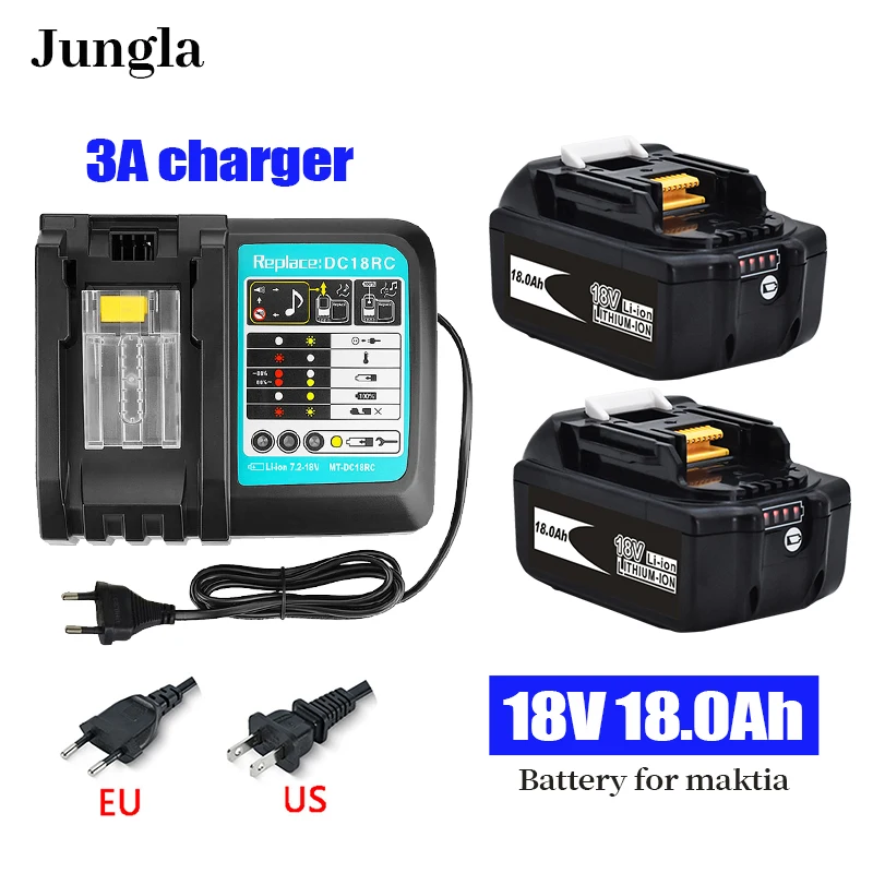 

NEW+Charger BL1860 Rechargeable Batteries18V 18000mAh Lithium Ion for Makita 18v Battery 18AhBL1840 BL1850 BL1830 BL1860B LXT400