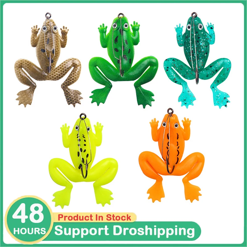 

1PCS Floating Silicone Soft Bait Simulation Artificial Bait 6cm 5.2g Artifcal Single Hook Fishing Swing Frog Soft Bait