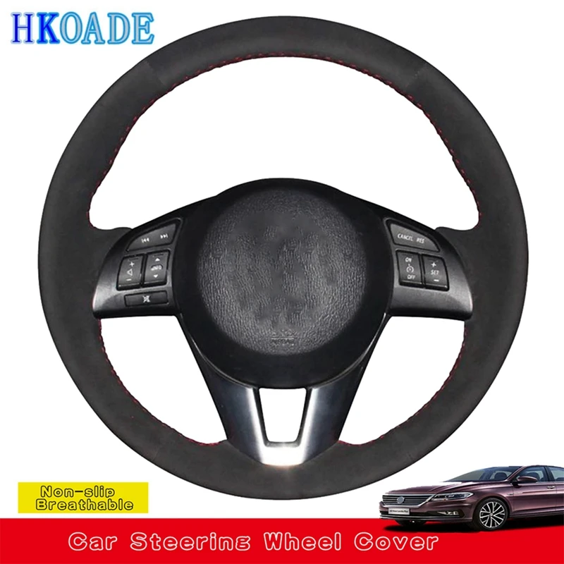 

Customize DIY Suede Leather Car Steering Wheel Cover For Mazda 3 Axela Mazda 6 Atenza Mazda 2 CX-3 CX-5 Scion iA 2016