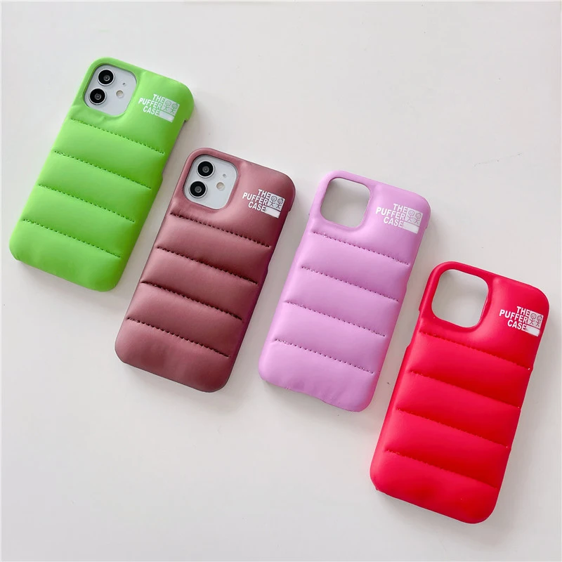 

The Puffer Case For iPhone 13 Down Jacket Soft Silicone Back Cover for iPhone 11 12 13 Pro Max X XS XR 8 7 Plus SE 2 Brand Cases