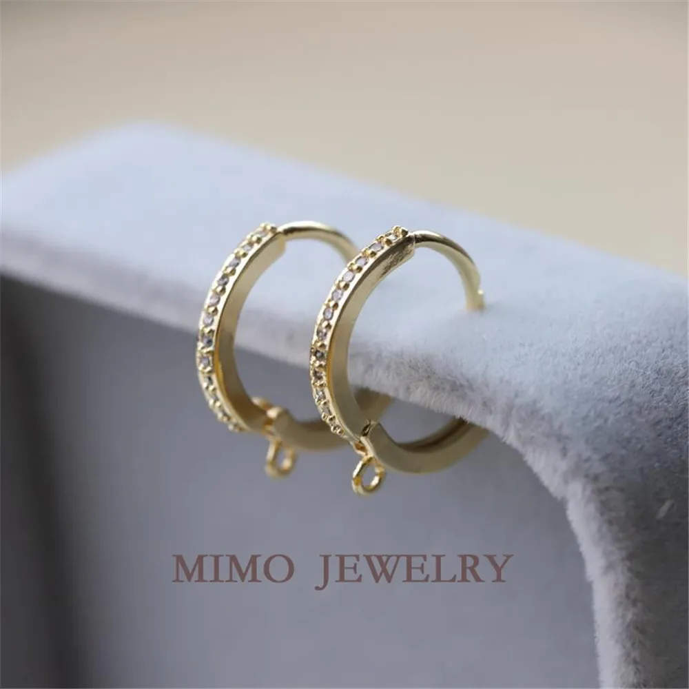 

Color protection gold plated zircon with ring earring ring earring clasp DIY handmade semi-finished earring accessories
