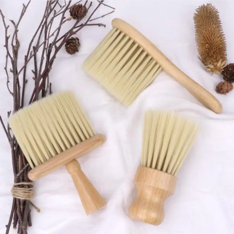 

Soft-bristled Hairbrush Wooden Barber Brush Neck Comb Face Duster Hairdressing Salon Styling Tool Hair Hairbrush Hair Care Tool