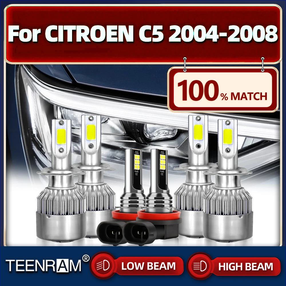 

Canbus светодиодный лампы для фар 60000LM супер яркие автомобильные светильник 12V 6000K белые турбо лампы для CITROEN C5 2004 2005 2006 2007 2008