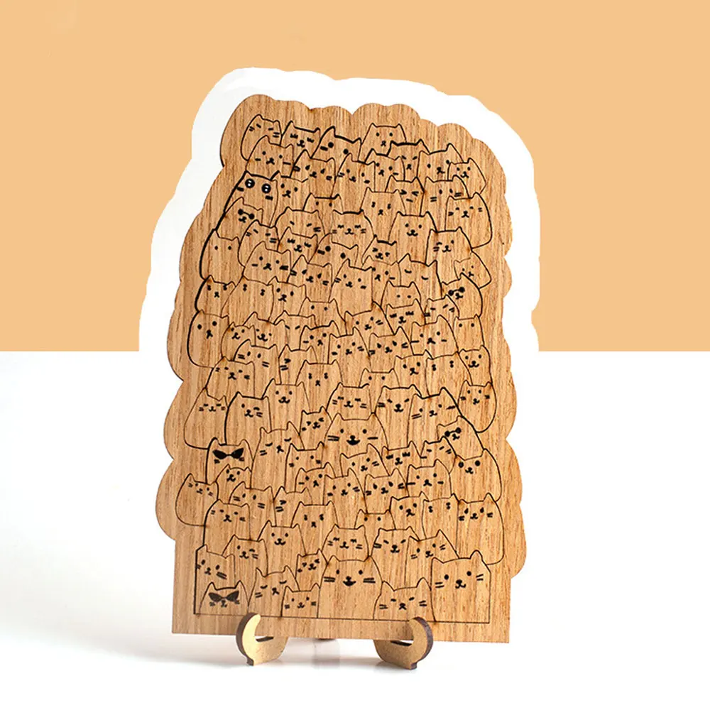 Деревянный пазл с рисунком кота детские рождественские подарки пазлы в форме