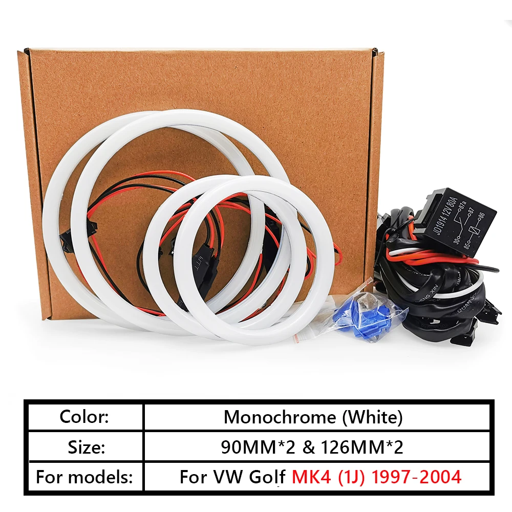 

Для Volkswagen VW Golf 4 5 1998-2009, ультра яркий SMD, белый цвет, искусственные хлопковые глаза ангела, 12 В, комплект кольцевых гало, дневные ходовые ранцы DRL