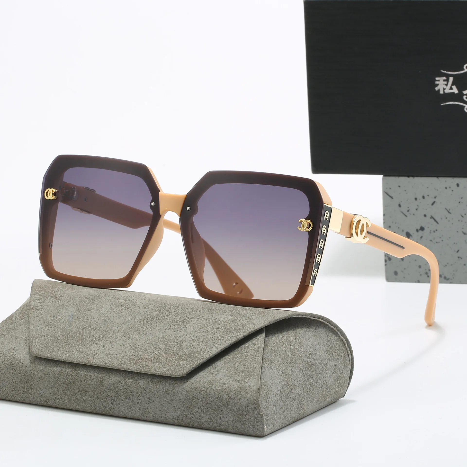 2024 модные квадратные поляризационные солнцезащитные очки в большой оправе