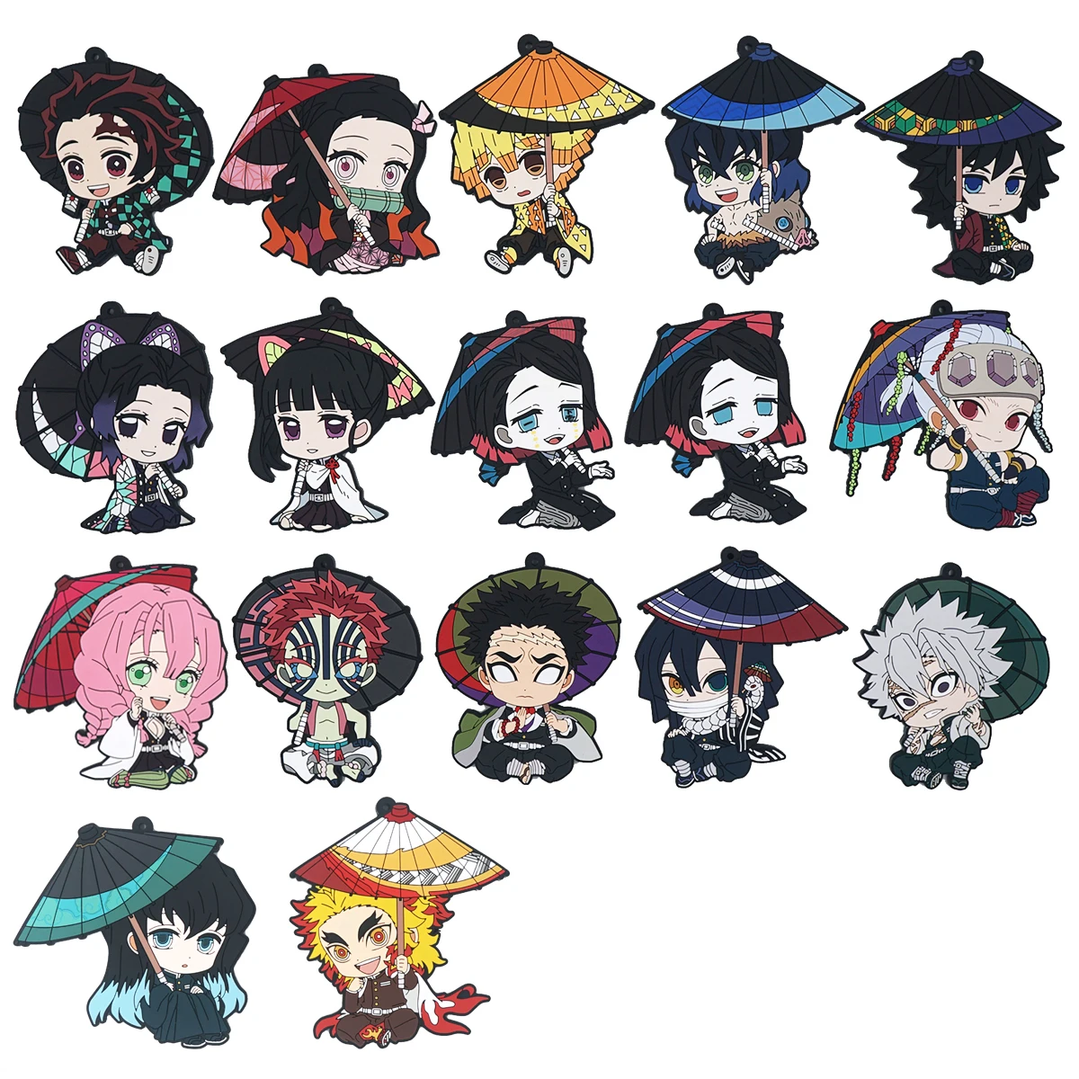 

Резиновый брелок для ключей, аниме Kamado Tanjirou Nezuko Agatsuma Zenitsu Akaza Enmu Kochou Shinobu, рассекающий демонов киметасу