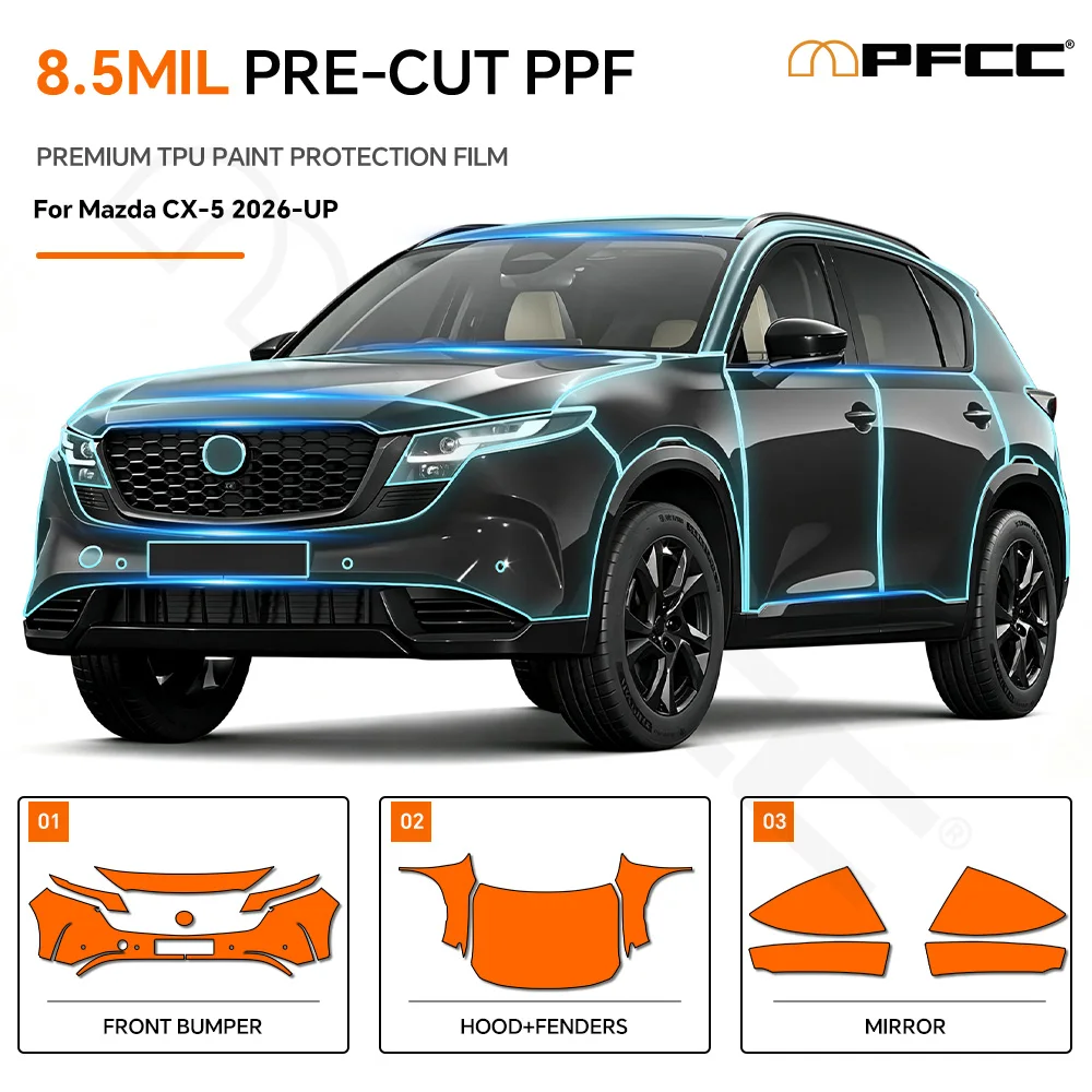 Фото Для Mazda CX-5 2026-UP: предварительно вырезанная защитная пленка из ТПУ (PPF) для кузова автомобиля, прозрачный антицарапийный бронезащитный комплект, ремонтопригодные автомобильные наклейки. №1