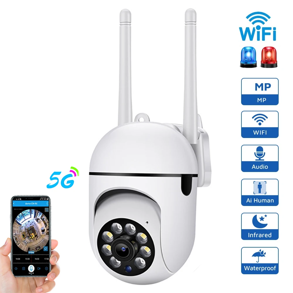 

5G Wifi Survalance Camera HD Outdoor CCTV PTZ IP Wireless Cameras 2MP 4PX 1080P Color Night Vision P2P IR Auto Tracking Webcam