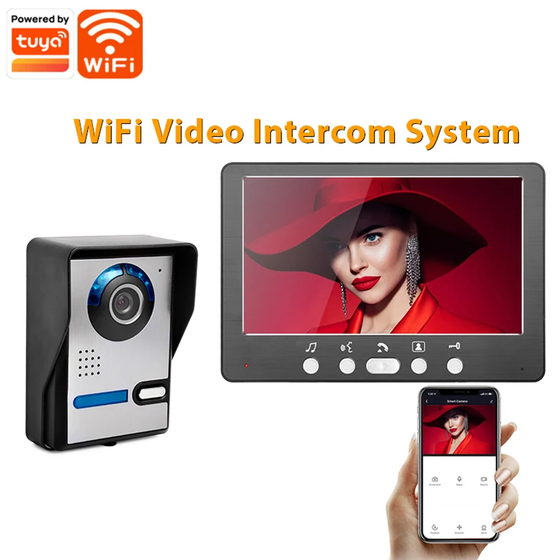 7-Inch 1080p High-Definition Tuya WiFi Video Intercom Doorbell Night Vision Rain Proof Remote Monitoring Unlocking Video Shootin