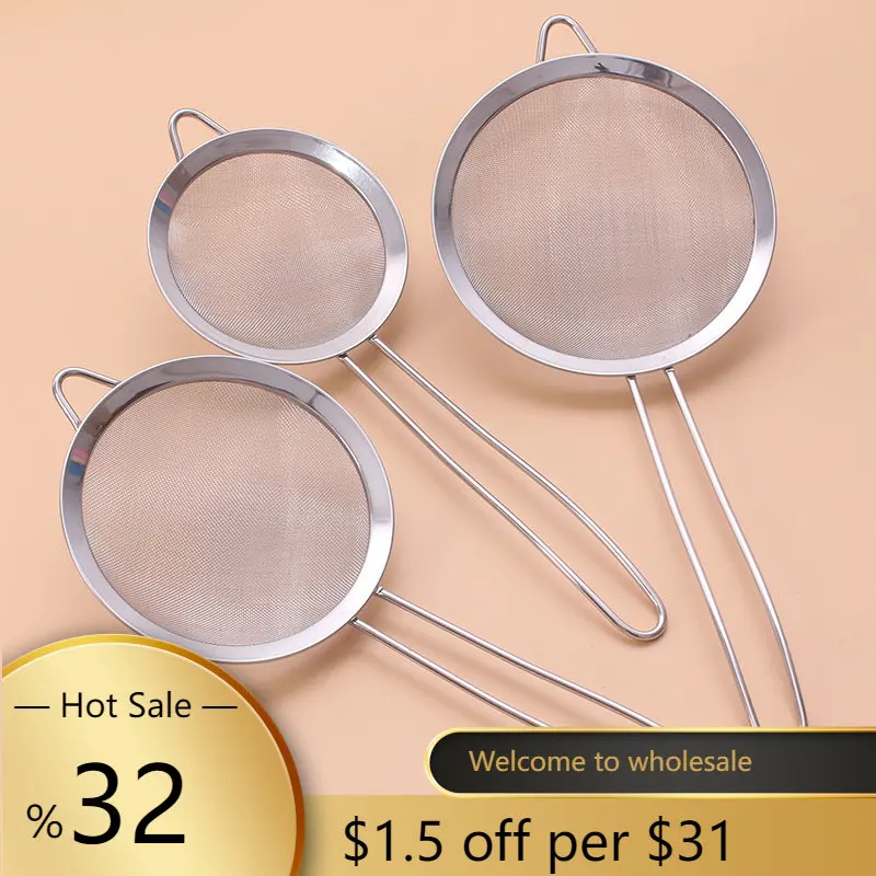 

3pcs/set Stainless Steel Wire Fine Mesh Oil Strainer Flour Colander Sieve Sifter Pastry Baking Tools Kitchen Accessories