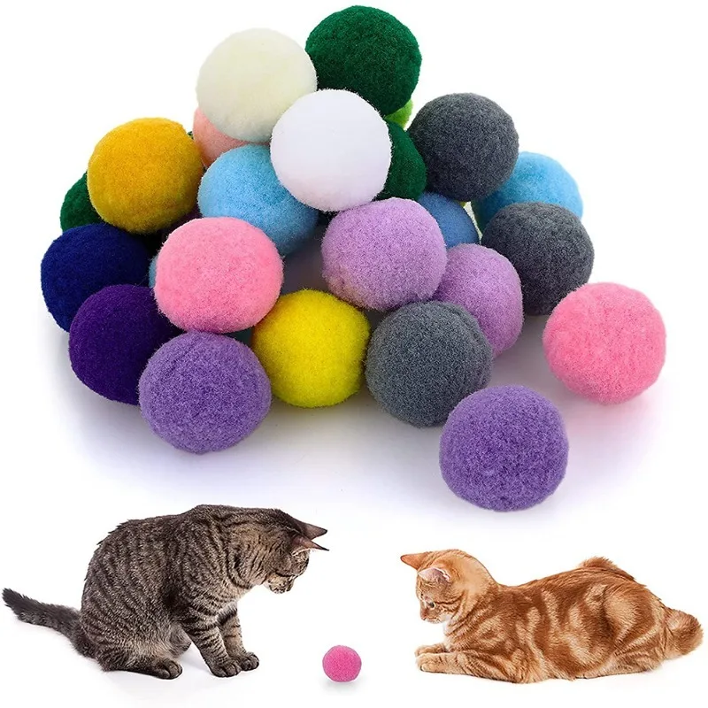 

Cat Pompoms Colorful Cat Toys for Indoor Cats To Catch Chase, Plush Scratching DIY Kitten Chew Toys, Interactive Toys for Cats