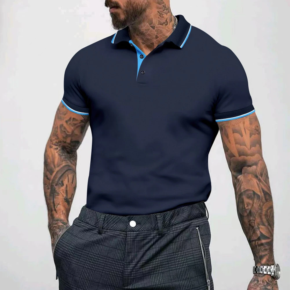 

Men Button Up Polo Shirts Summer Short Sleeve T-Shirt Sportwear Plain Tee Top Casual Quick-Drying Blouse Breathable Sweatshirt