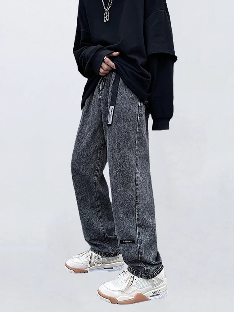 Four Seasons Black Jeans Men's Straight Loose Casual Trousers Y2k Jeans Men's Clothing Fashion Streetwear Ins Hot Saleale JEANS