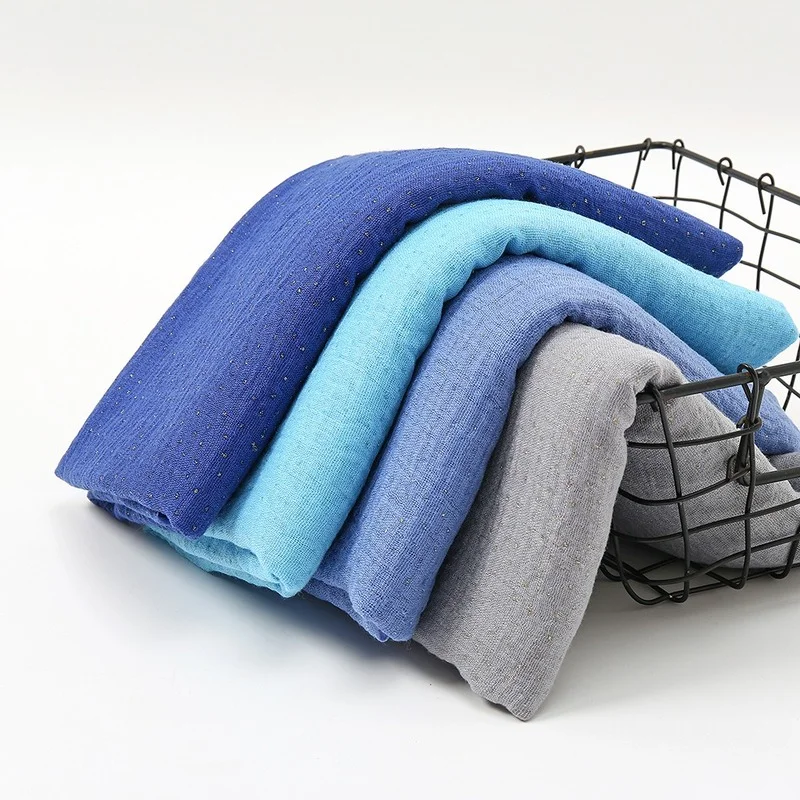 

Новое смятое Хлопковое полотенце, черно-белый хиджаб-шарф с бронзовым покрытием, повязка на голову из натурального хлопка и льна с окантовк...