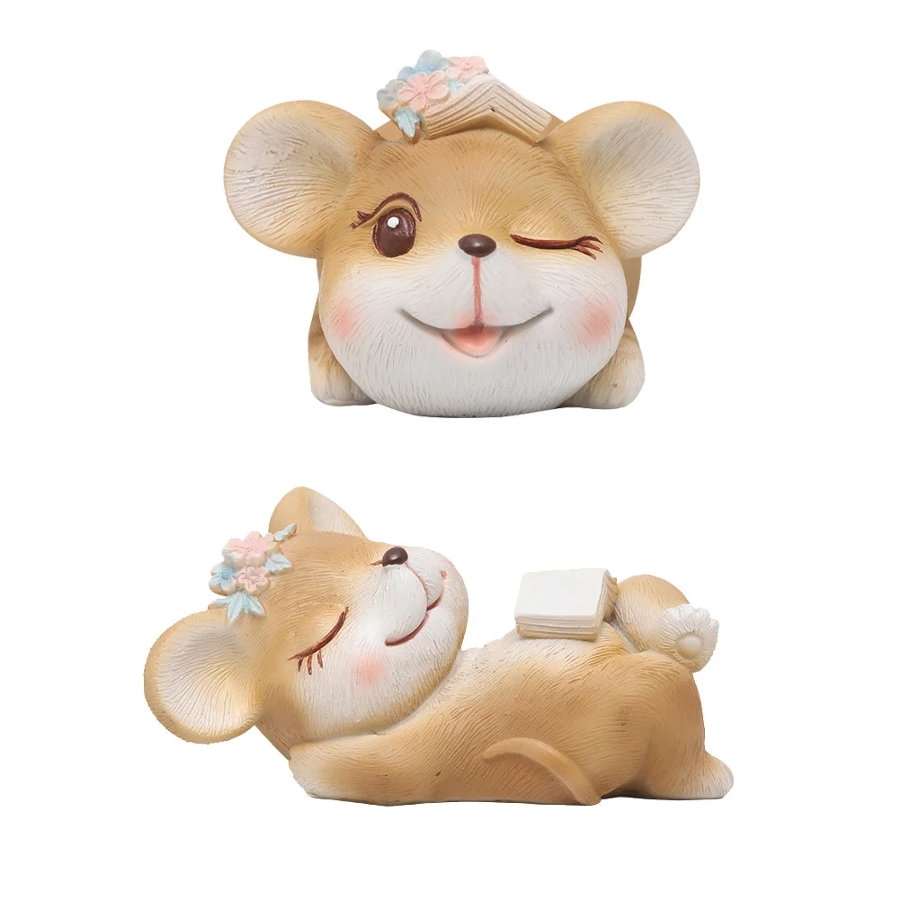 

2pcs Mini Resin Miniature Adorable Ornament Desktop Decoration Accessories