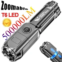 portable led tactical flashlight usb rechargeable outdoor super bright lantern strong light zoom waterproof hunting camping