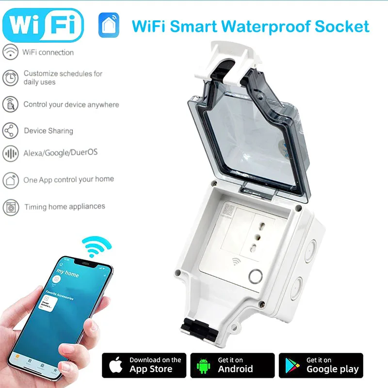 

Настенная смарт-розетка, 16 А, Wi-Fi, IP66