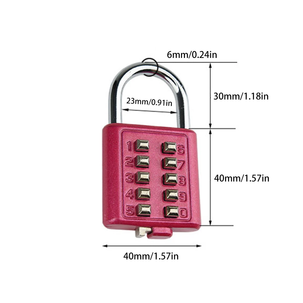10 Digit Button Password Lock Anti-theft Combination Security Padlock Suitcase Luggage Safe Metal Code Lock Hardware candado images - 6