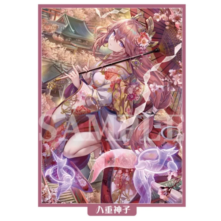 Фото 5 шт. 67x92 мм игра Genshin Impact Beelzebul Raiden Shogun Yae Miko Kamisato Ayaka рукава для карт аниме Hu Tao чехол для карт для подарка №5