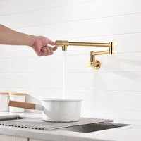 Folding Spout Mounted Pot Hole Wall Brass Foldable Rotate Rose Kitchen Single Gold Tap Tap Filler Sink Faucet Cold Single