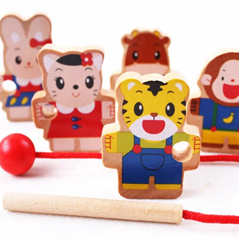 

6 шт., деревянные игрушки-кролики в виде тигра