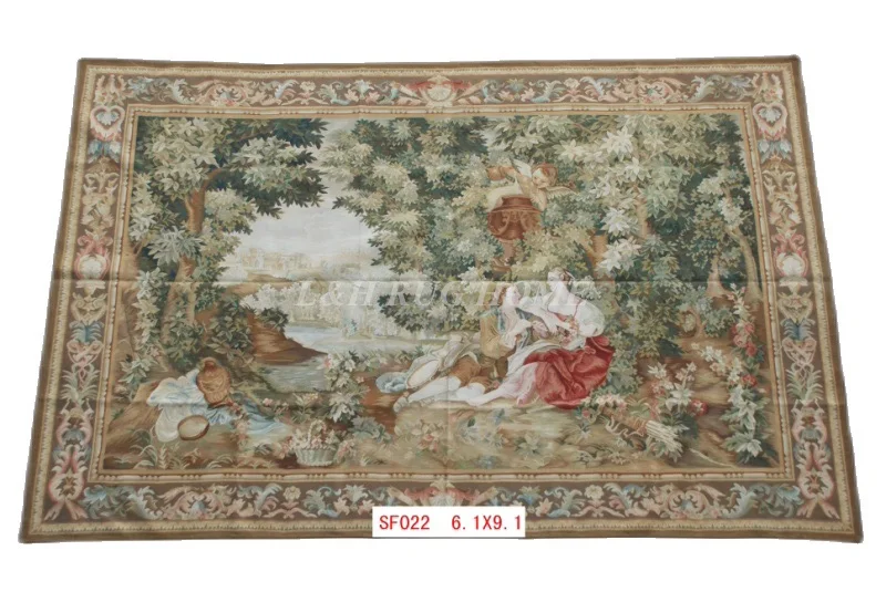 

Free Shipping 100% 6.1'X9.1' Handmade wool aubusson tapestry gobelin carpet, wall hanging tapestry wool tapestry paintings