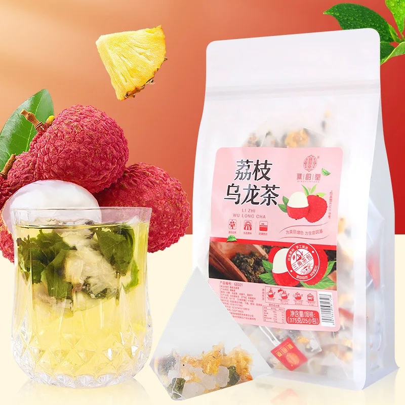 

Lychee Pineapple Oolong Tea 375g/25 Bags Dried Lychee Dried Pineapple Cold Drink Hot Drink Healthy Slimming Beauty Anti-aging