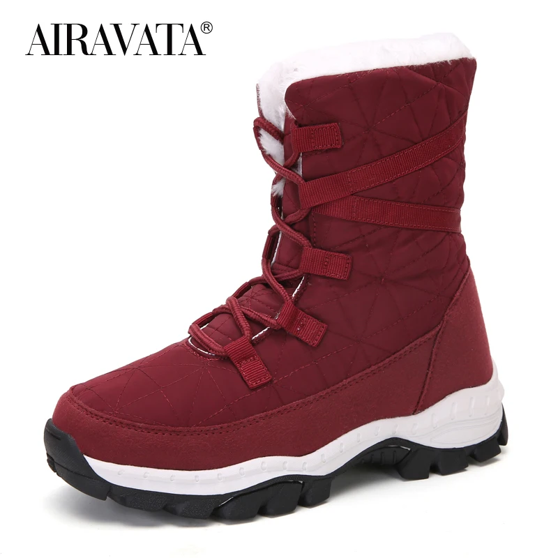 Fashion Women Winter Boots Plush High-top Shoes Sneakers Hard-Wearing Female Outdoor Leisure Shoes Size 35-42