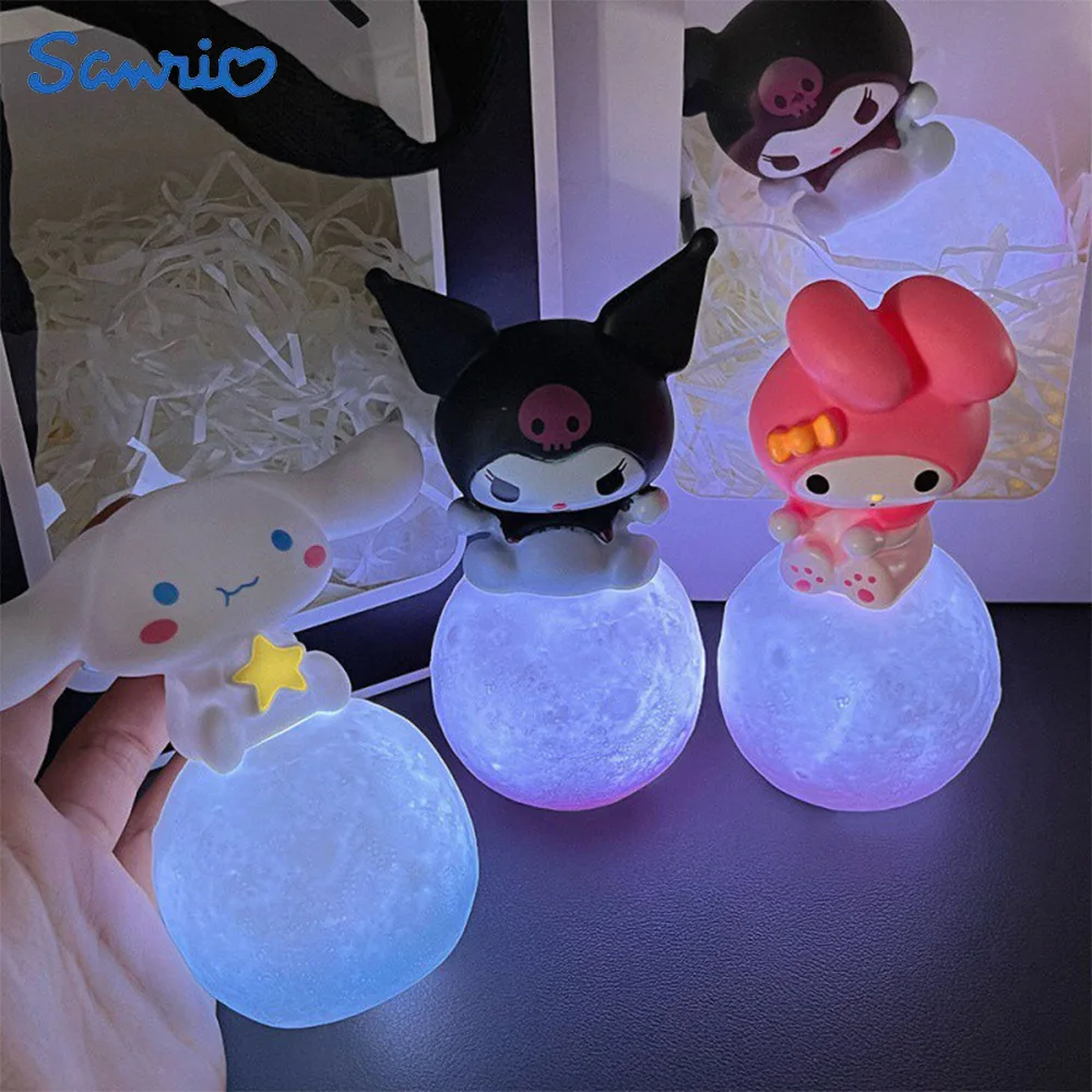

New Ins Sanrio Cartoon Table Lamp Kawaii My Melody Kuromi Cinnamoroll Little Night Light Desktop Ornaments Courtyard Night Light