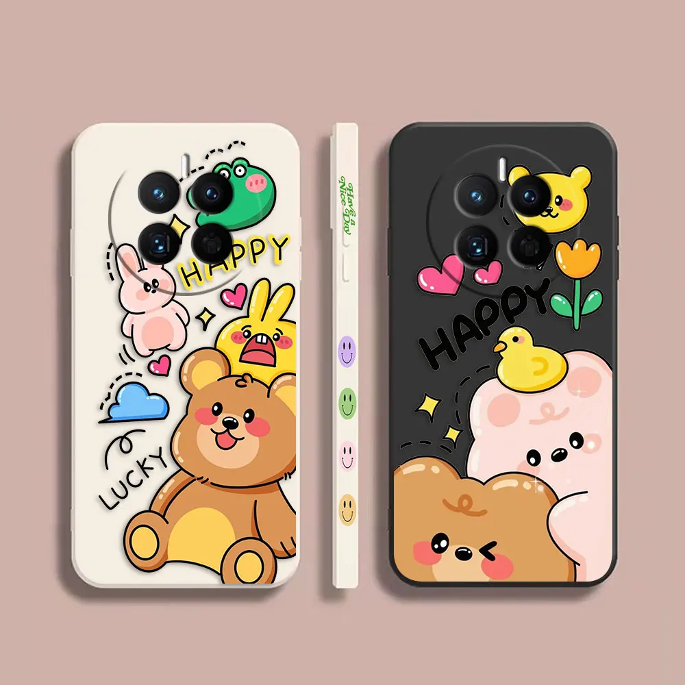 

Case For Huawei MATE 10 20 20X 30 40 50 P40 P50 P60 PRO PLUS Colour Simple Liquid Silicone Case Cute Panda Rabbit