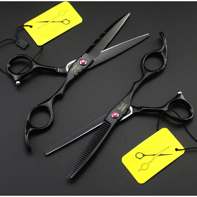 

professional japan 440c 5.5 '' 6 '' red gem black cut hair scissors cutting barber haircut thinning shears hairdressing scissors