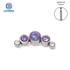 Серьги-гвоздики из титана ASTM F136 с фиолетовым кластером для губ