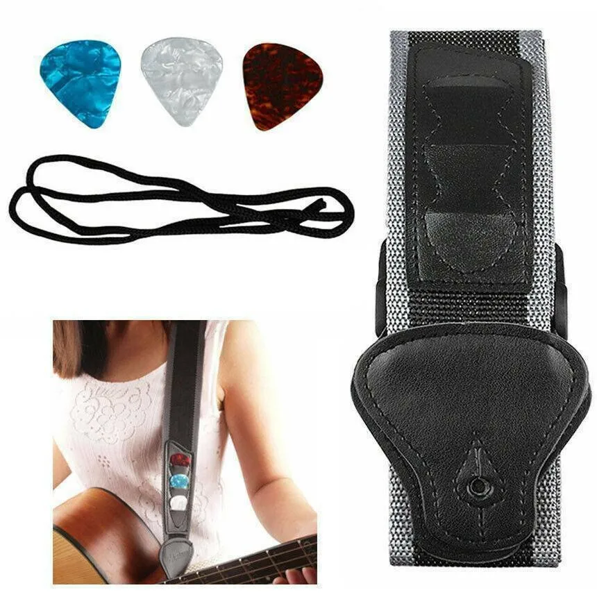 

Adjustable Guitar Strap Belt With Picks Pocket For Acoustic Electric Bass Musical Instrument Guitar & Bass Part Accessories