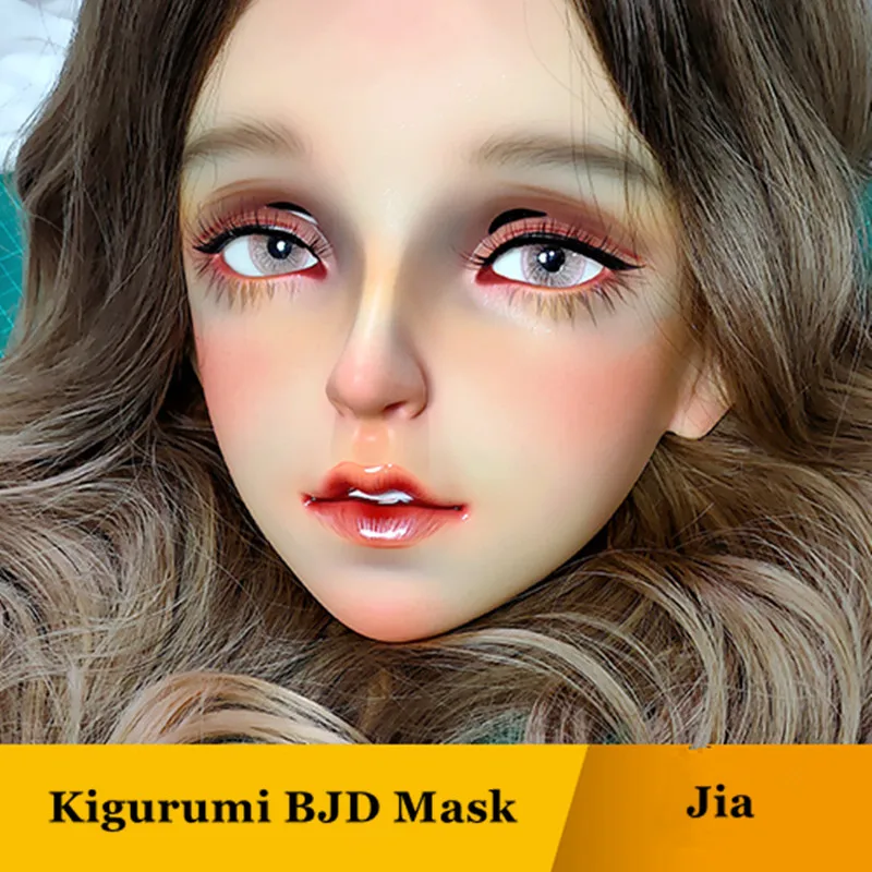 

(GL JIA) милая девочка каучуковые полуголовы Kigurumi BJD маска косплей японский аниме ролевая Лолита кросс-платье кукольная маска с париком