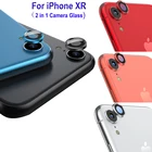 Закаленное стекло для объектива камеры 6D для iPhone XR, металлический защитный чехол с кольцом + прозрачное стекло для фронтального HD экрана, защитная пленка, черный, красный