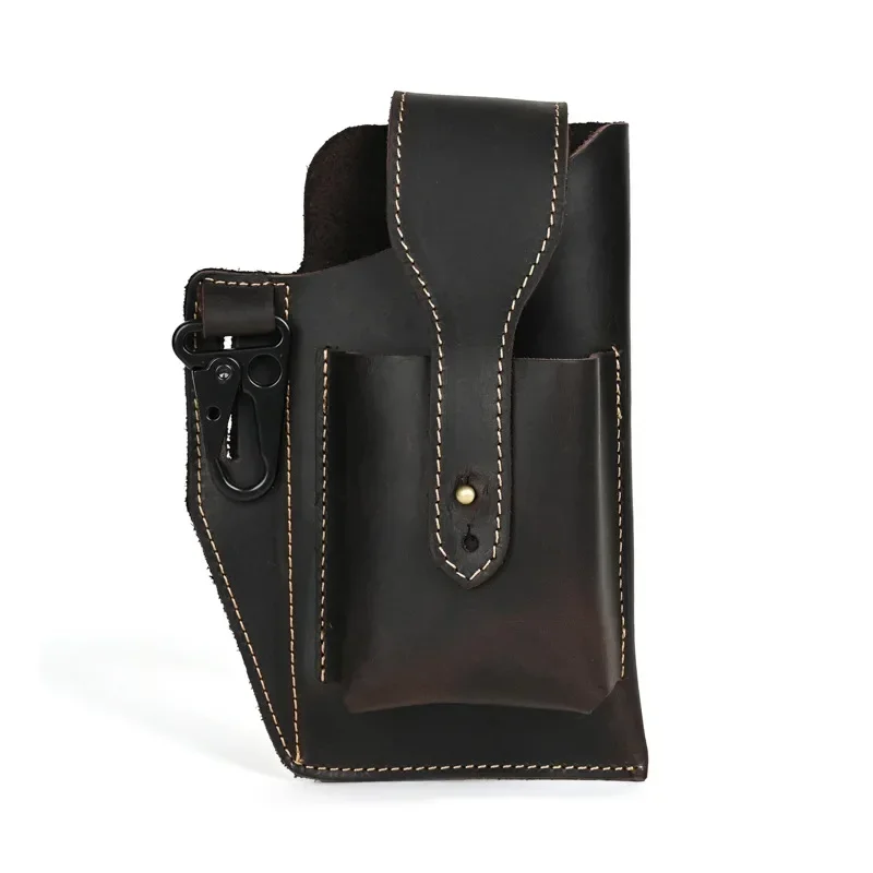 

Мужская поясная сумка из натуральной кожи Crazy Horse, Повседневная модная ковбойская сумка для телефона, кредитных карт, мужской саквояж