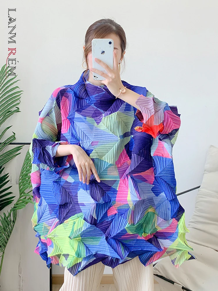 

Женская плиссированная футболка LANMREM, Свободный Топ с рукавами три четверти, лето-весна 2023, 2R4284