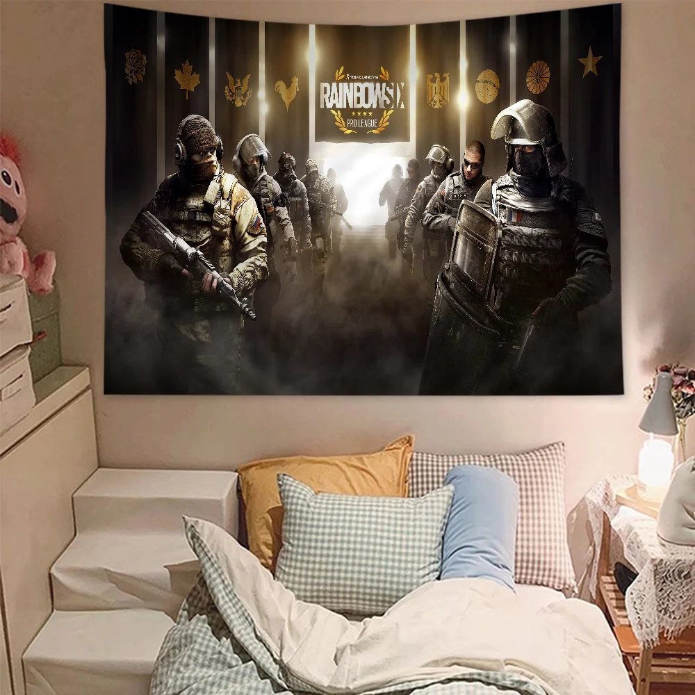 Game R-RainbowS-Sixs Tom C-Clancy Tapestry Art Printing Japanese Wall Anime Hanging Home Decor
